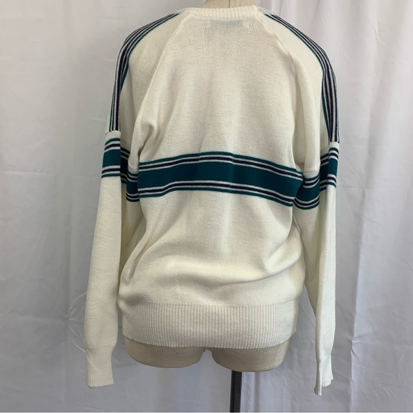 ‼️SALE‼️ 2/$25 Vintage Crew Neck Sweater with Green and Purple Stripes - Picture 6 of 9